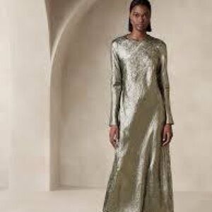 Banana Republic Inaya Maxi Dress - Metallic Long Sleeve Dress - Worn Once!